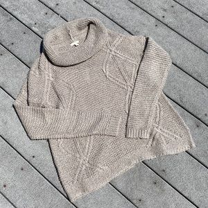 Gray Knit Cowl Neck Sweater